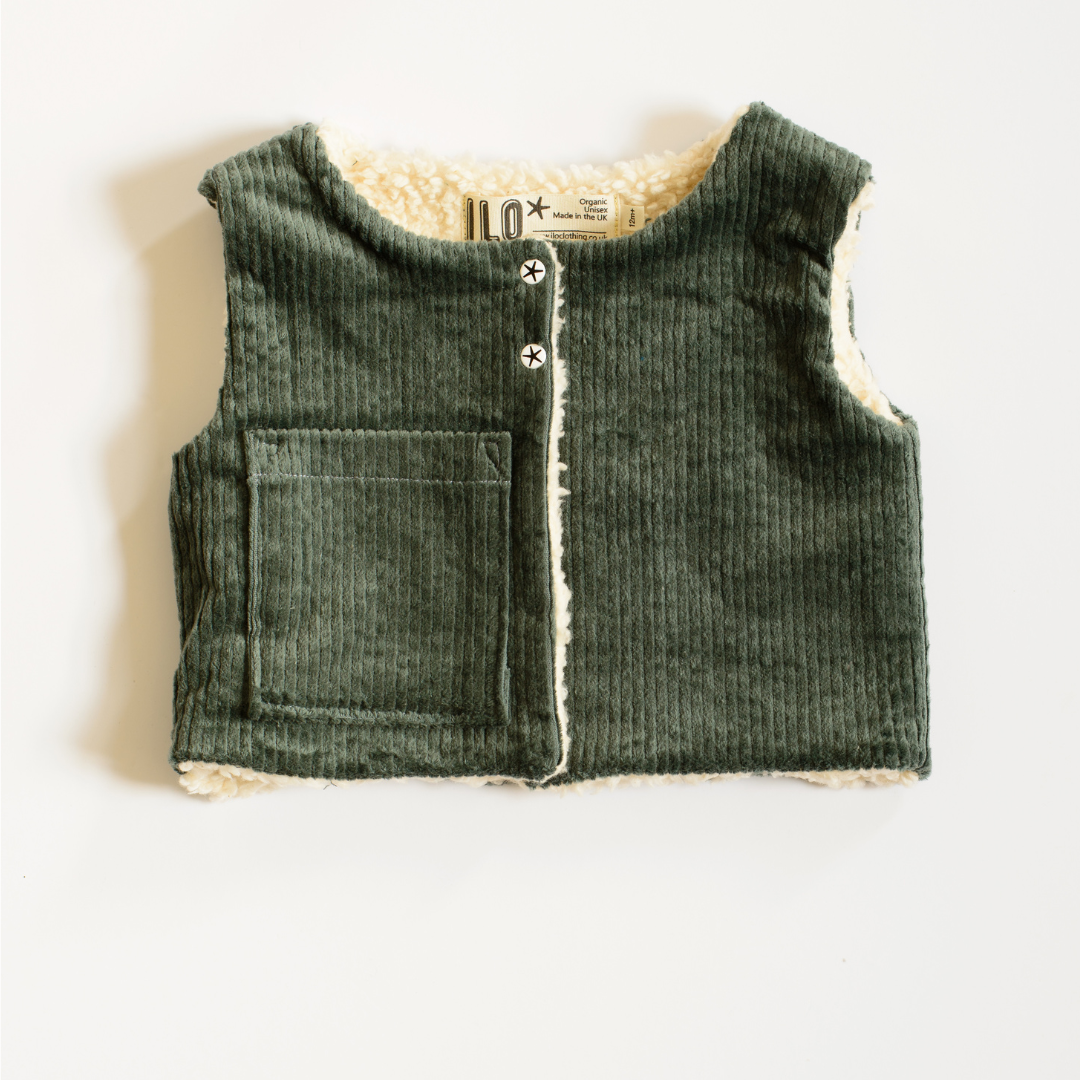 Sage Corduroy and Plush Gilet