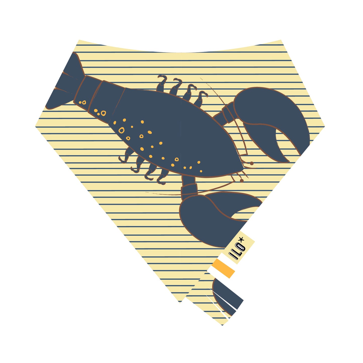 Organic reversible taggy bandana bib, with frills for sensory, made in Bristol, UK.