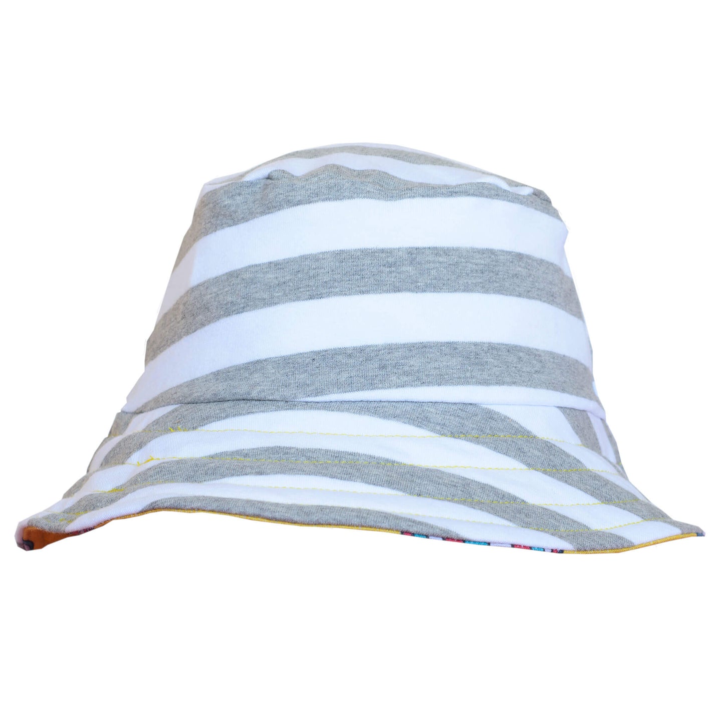 Inside out organic jersey reversible bucket sunhat, print inspired by the Bristol Balloon Fiesta.