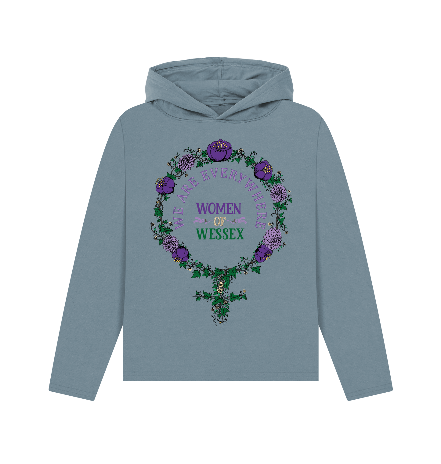 Stone Blue Printed Hoody Front