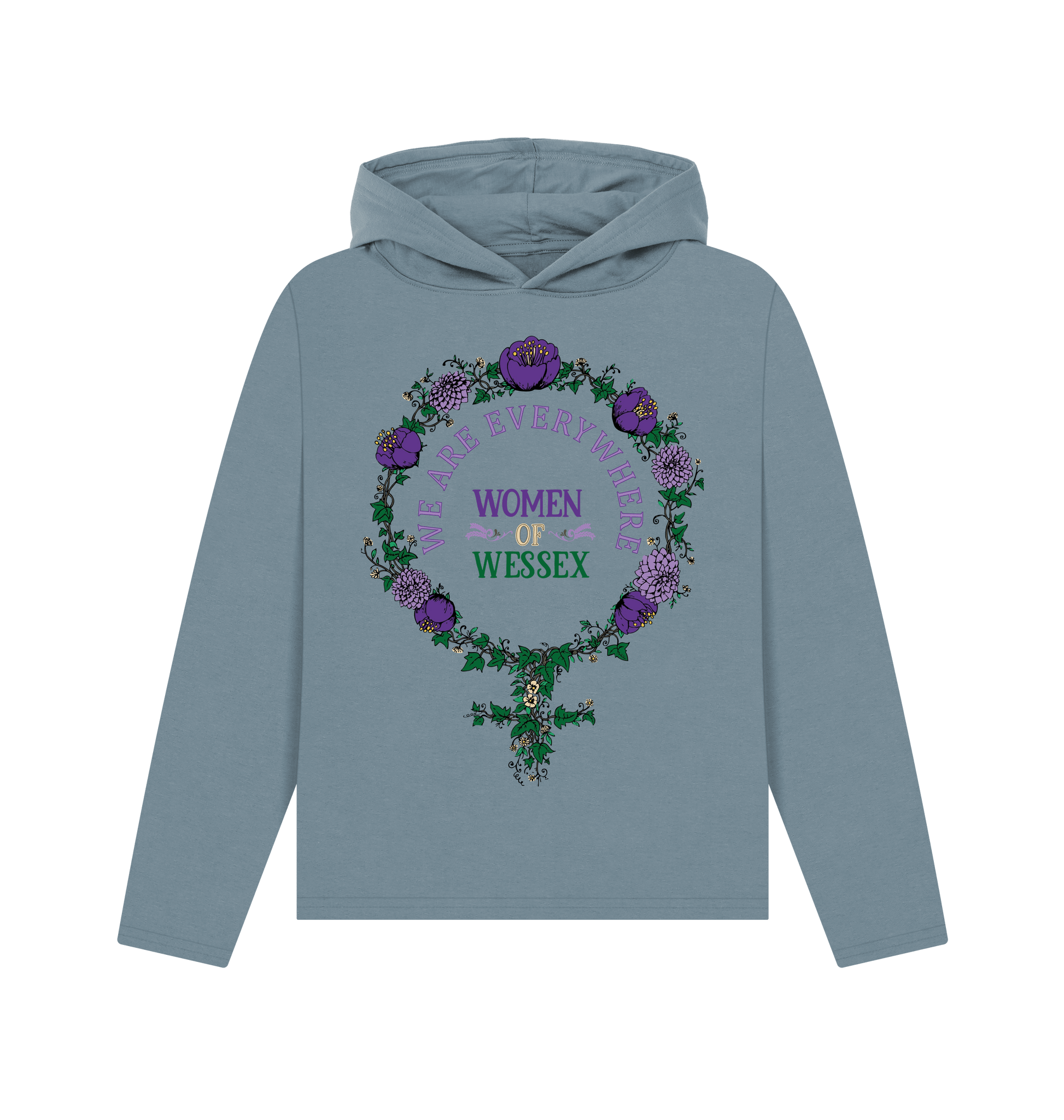 Stone Blue Printed Hoody Front