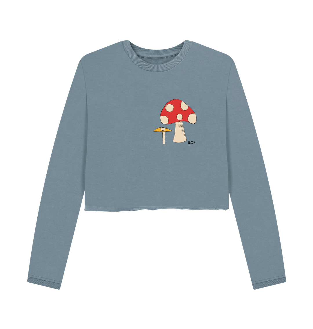 Stone Blue Printed Boxy Jumpers Front