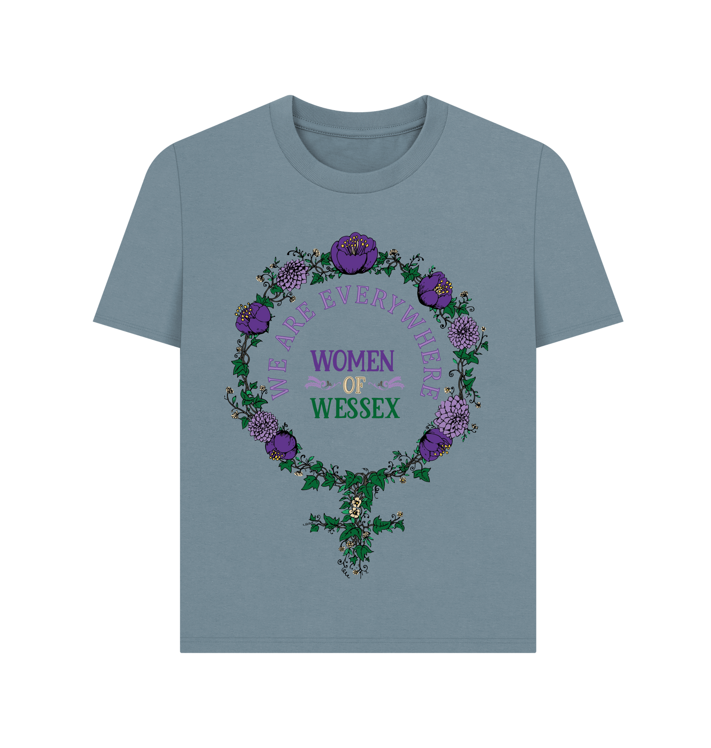 Stone Blue Printed T-shirt Front