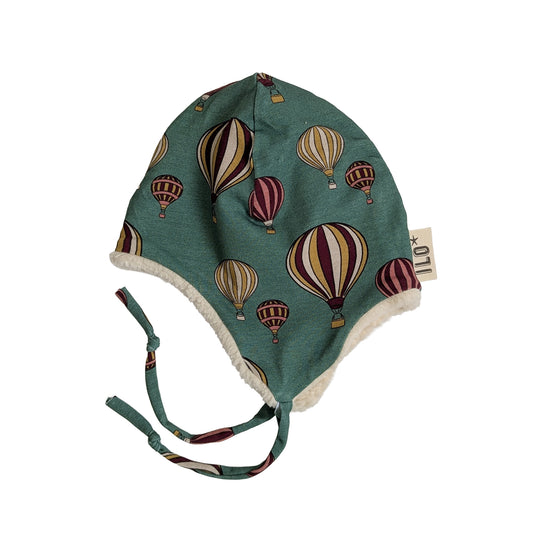 Green Hot Air Balloons Organic Jersey and Plush Aviator Hat