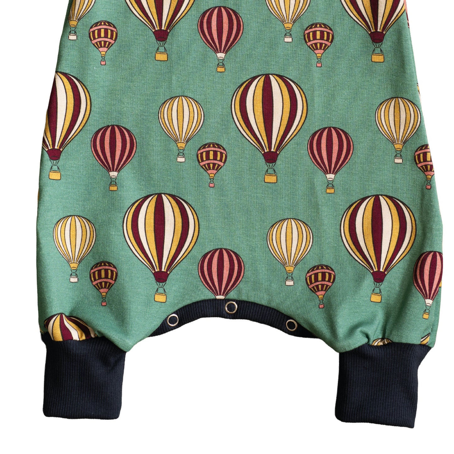 Hot Air Balloons on Green Organic Jersey Romper