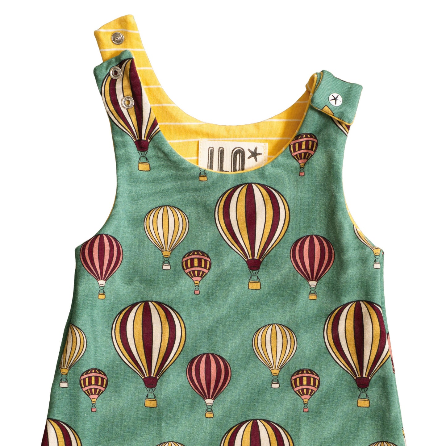 Hot Air Balloons on Green Organic Jersey Romper