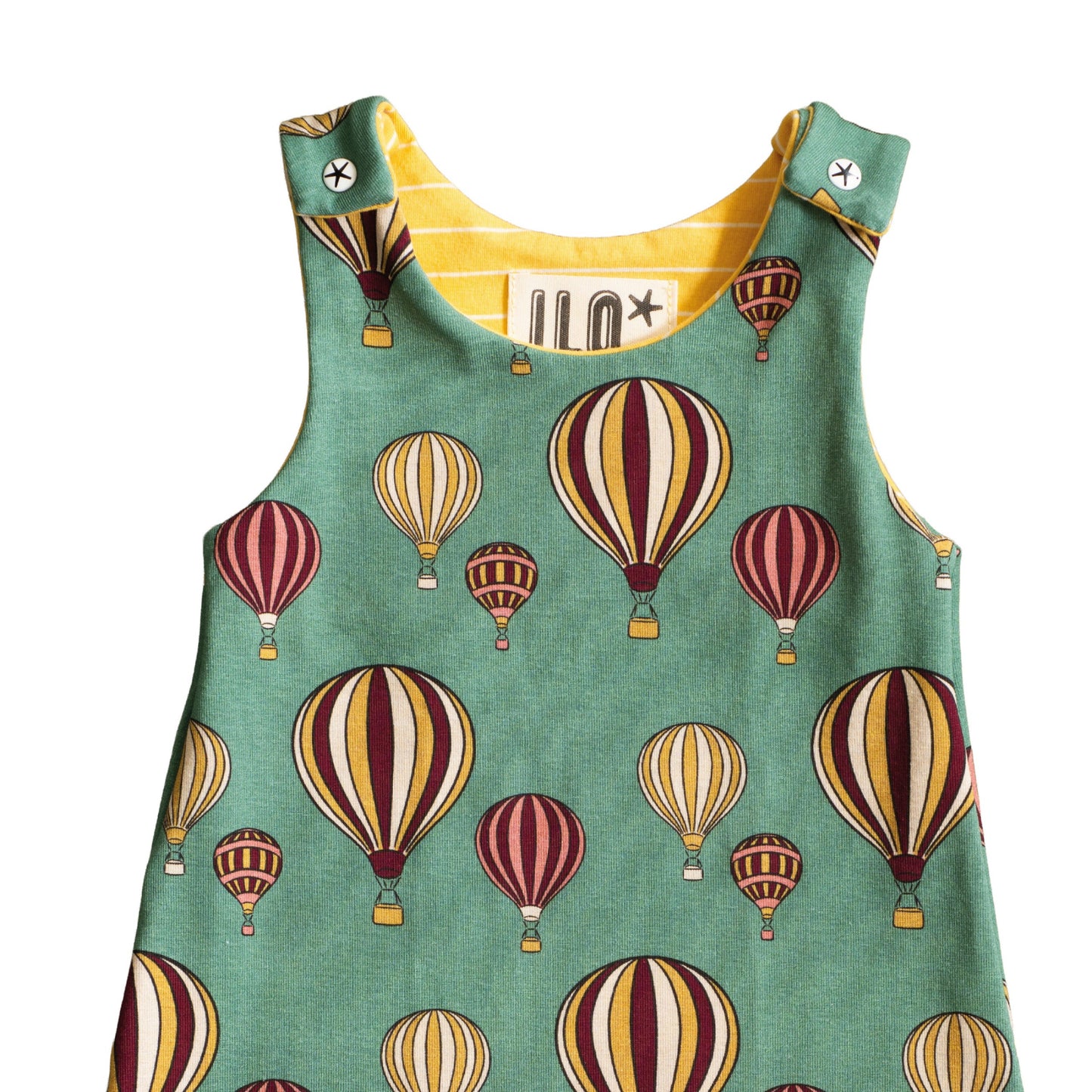 Hot Air Balloons on Green Organic Jersey Romper