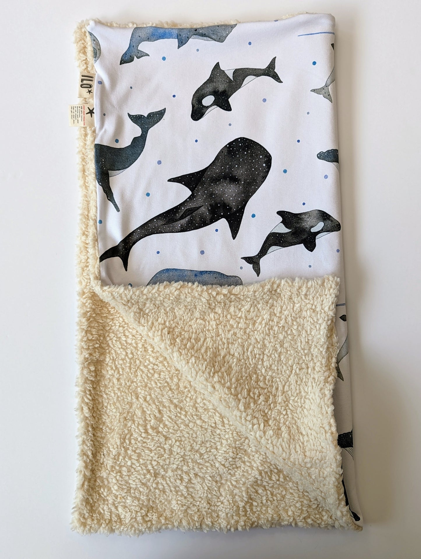 Organic Cotton Plush Whales Blanket