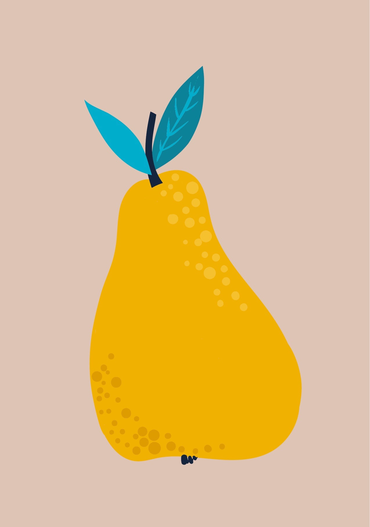 Pear on pink greeting card