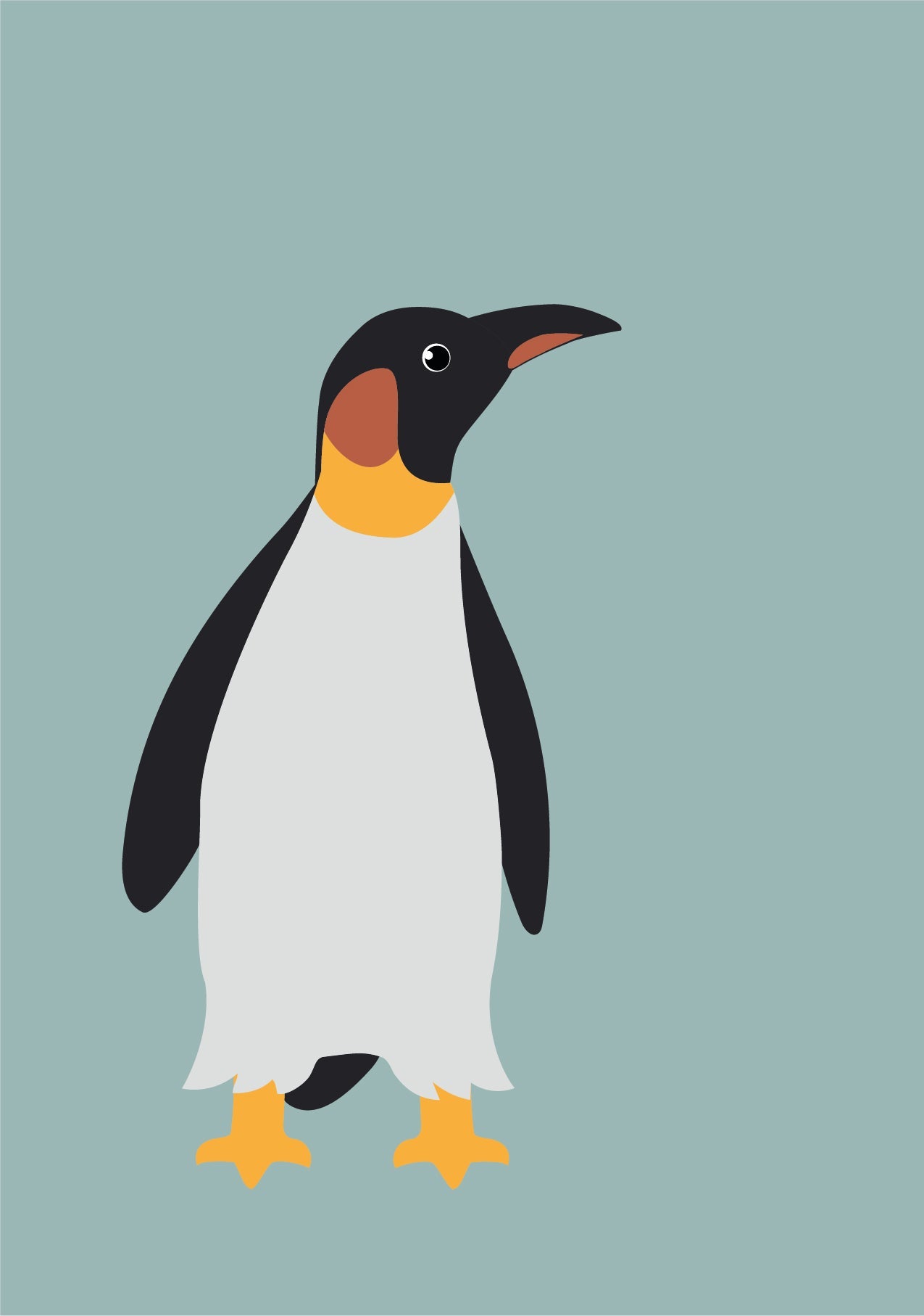 Penguin on light blue greeting card