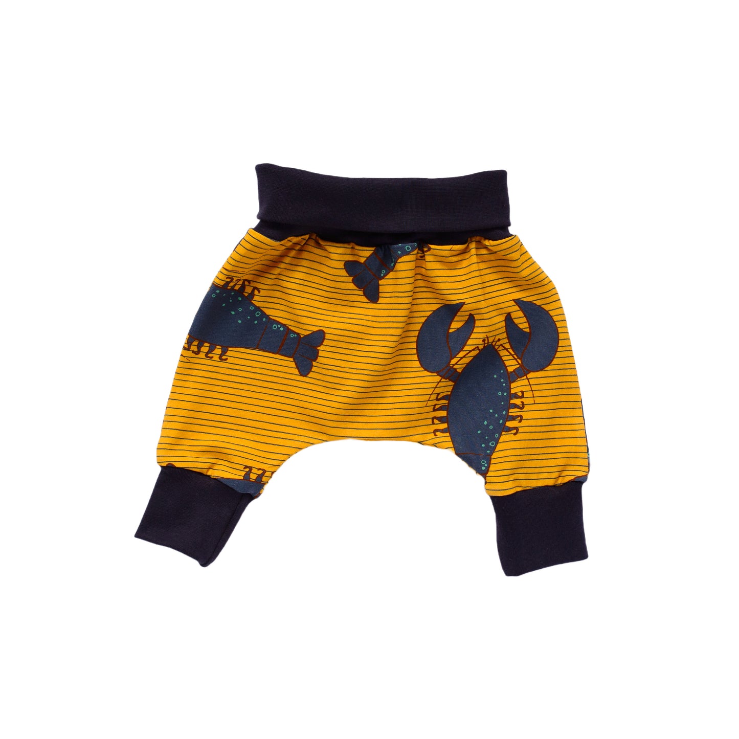 Blue Lobsters on Gold Organic Jersey Harems
