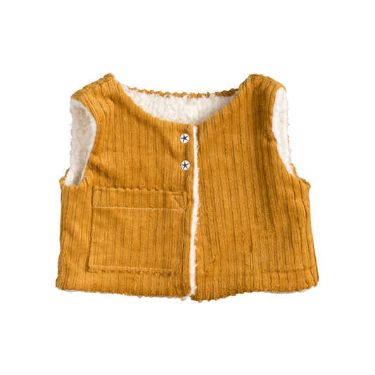 organic cotton corduroy gilet wasitcoat lined with organic cotton plush with one pocket