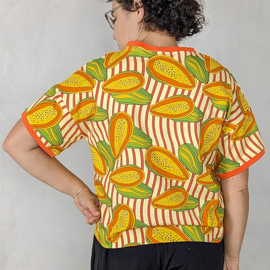 Papayas t-shirt made with organic cotton jersey in Bristol to order.