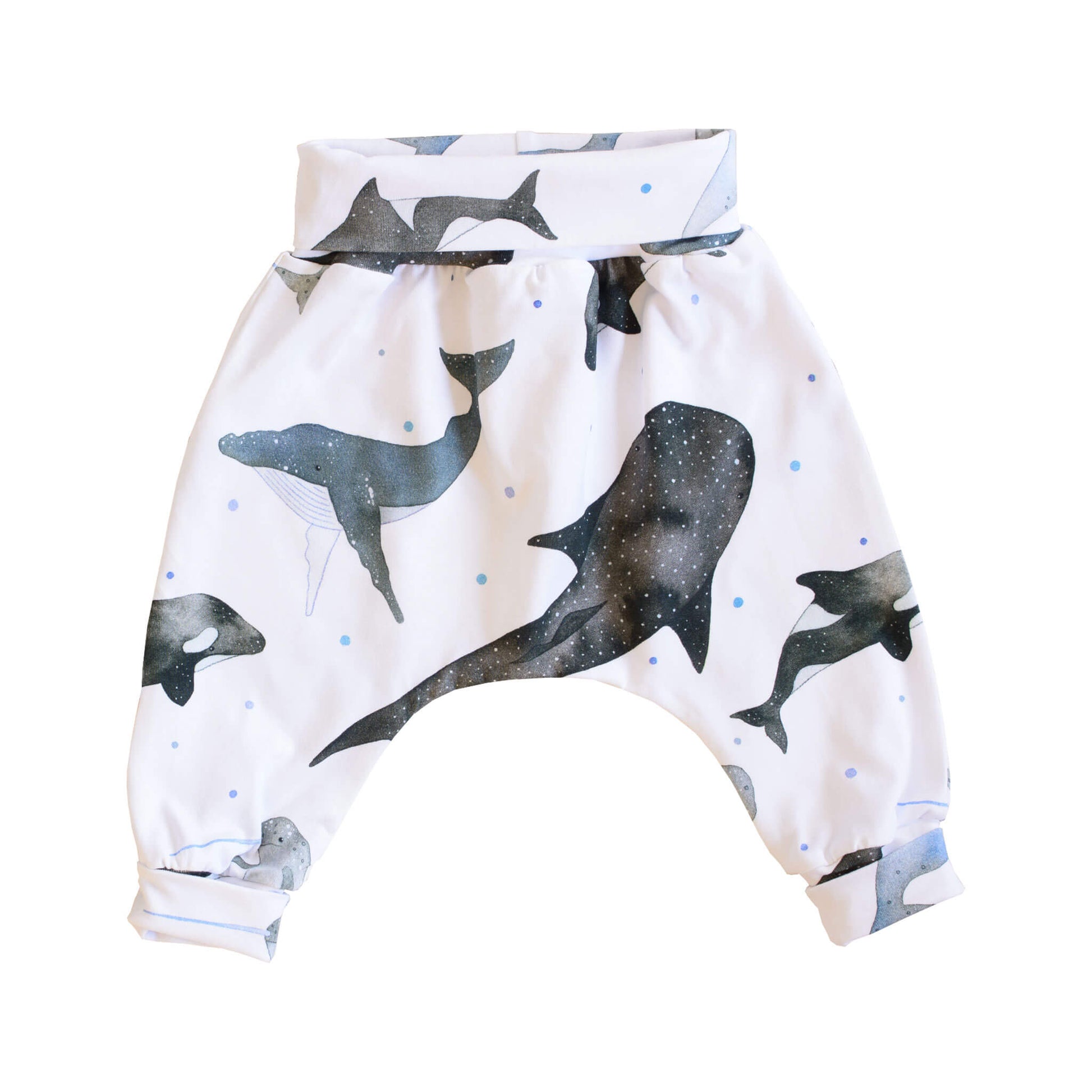 organic whales print harem trousers fully folded