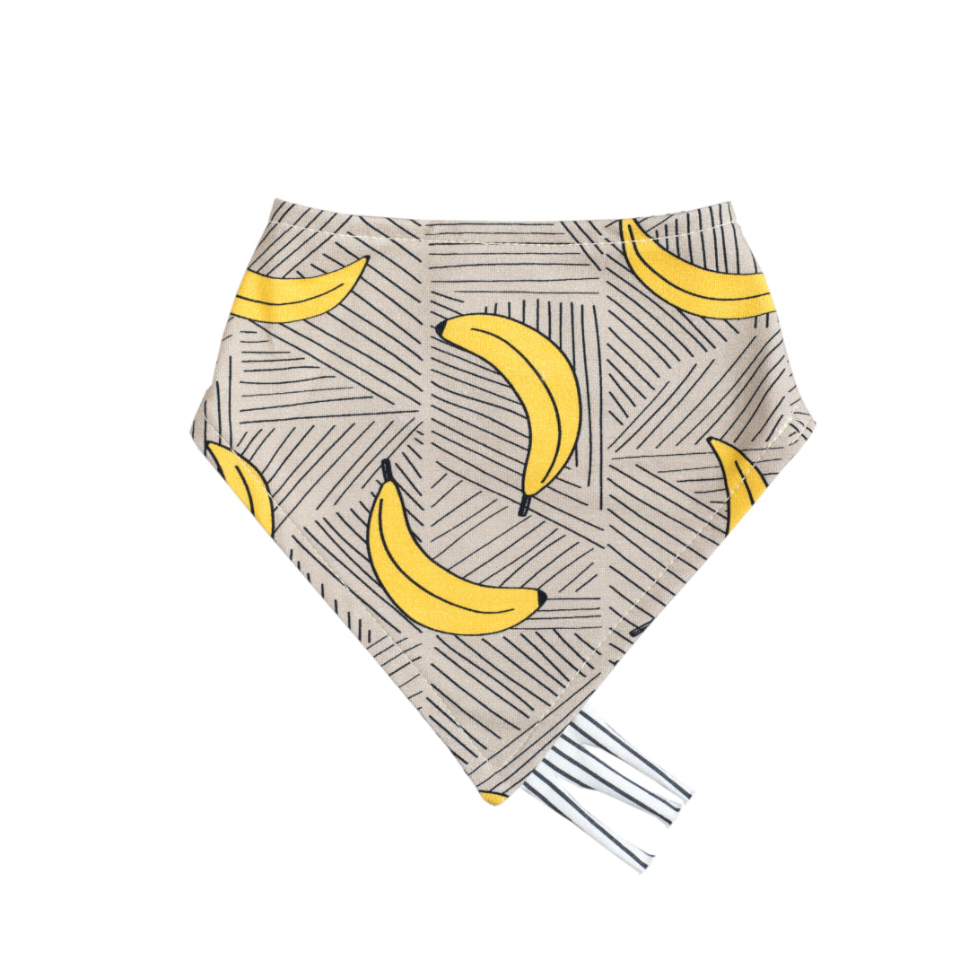 Bananas print bandana bib taggy dribble on mint colour organic cotton jersey