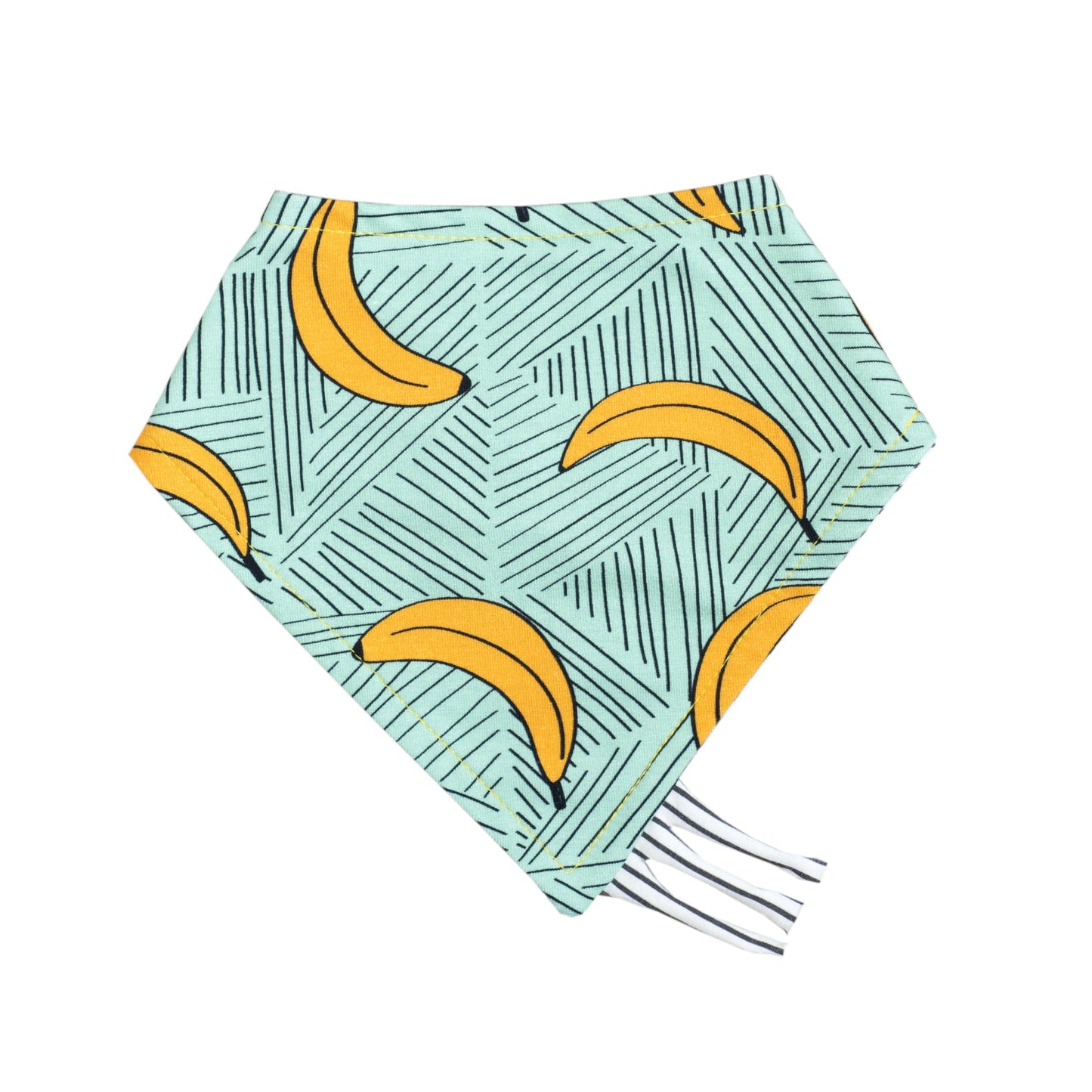 Bandana bib taggy dribble on mint colour organic cotton jersey with bananas print