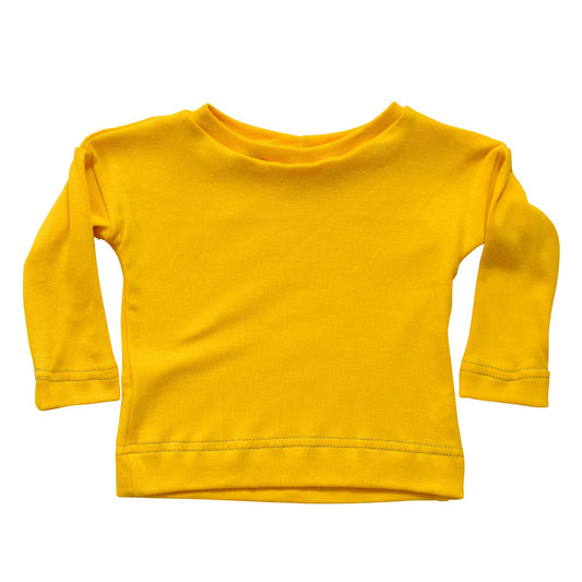 bright solid yellow t-shirt for babies and children made with organic cotton jersey with long sleeves