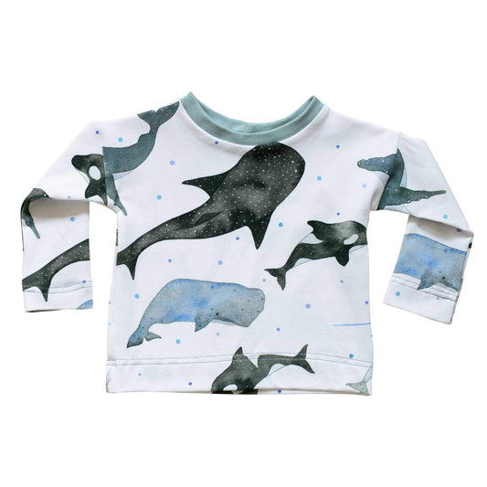 Relaxed long sleeved whale print tee